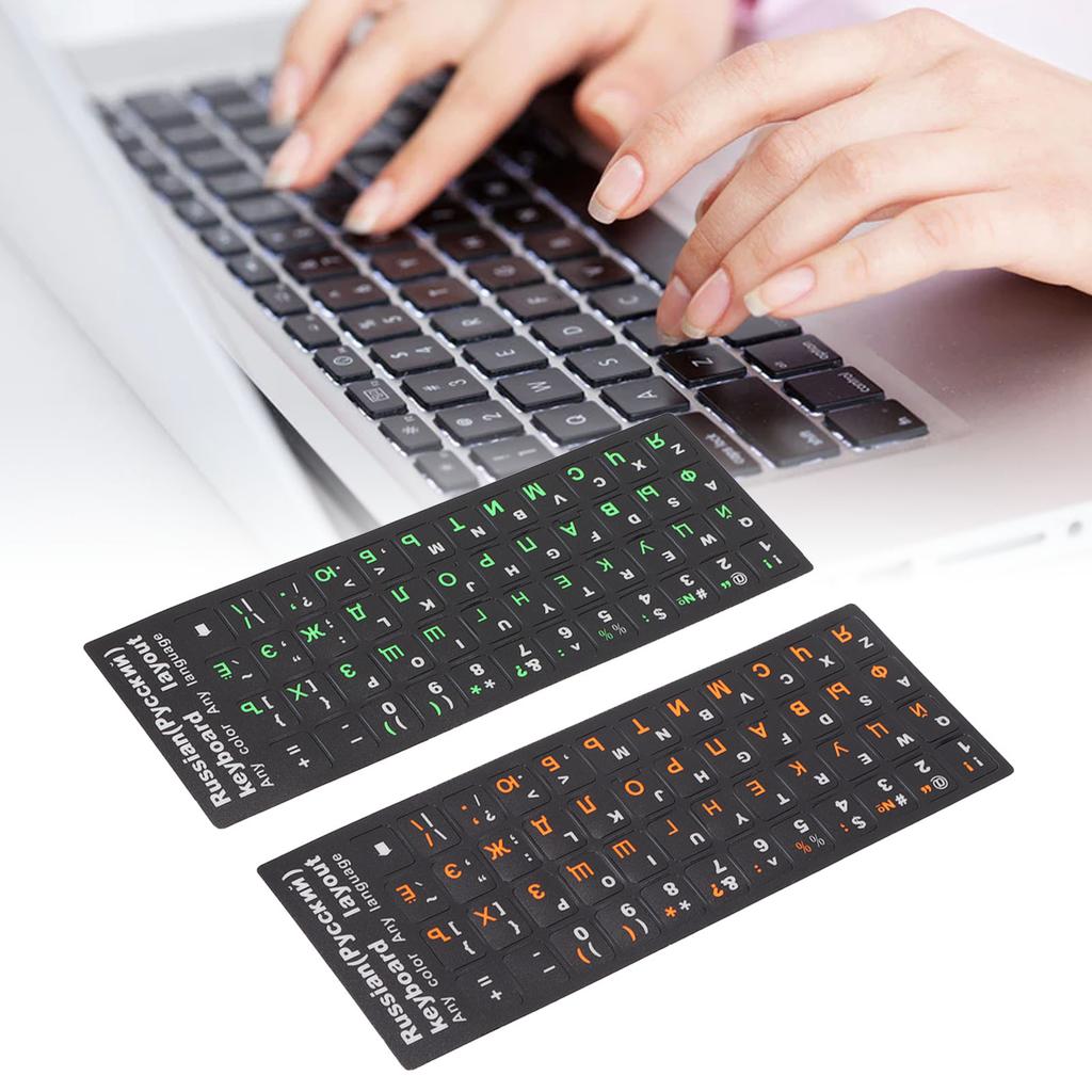 2Pcs Russian Keyboard Stickers Unique Coating Waterproof Dustproof Russian NaAlphabet Keyboard Stickers for PC Laptop