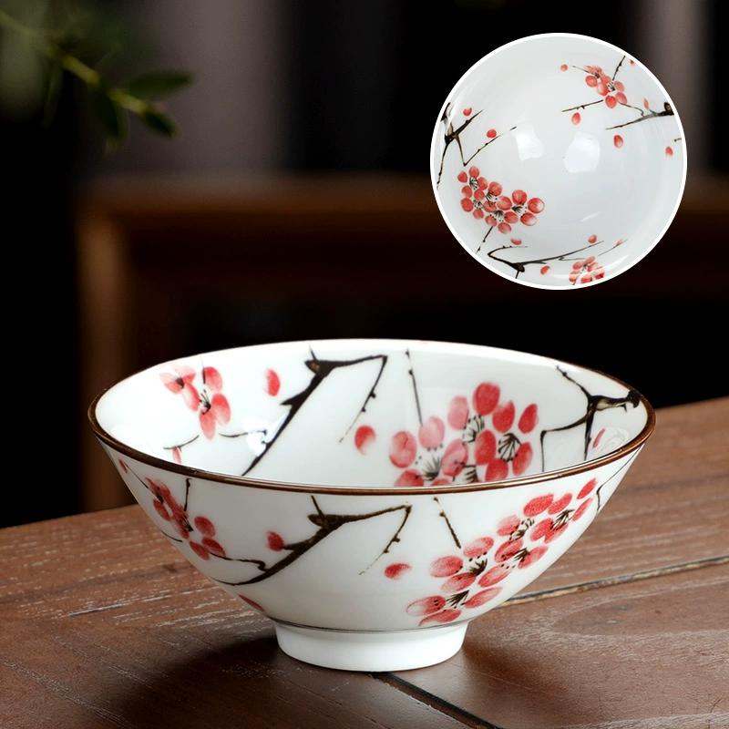 60ml Ceramic Kung Fu Tea Cup Painted Master Sipping Tea Cup Large Capacity Blue and White Bamboo Hat Tea Cup Drinking Utensils