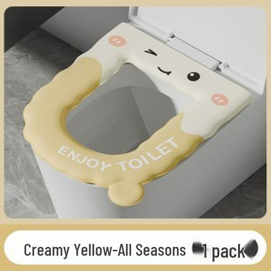 EVA Waterproof Antibacterial Toilet Seat Cover - Washable, Universal, Cute Design, Adhesive Cushion for All Seasons