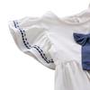 Summer Casual Fashion Baby Dress White Blue Short Sleeve Bow-knot Princess Sweet Dress Baby Party Kids' Clothing