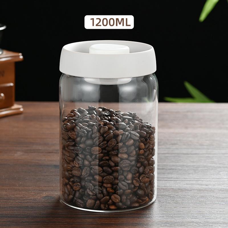 Coffee Beans Vacuum Sealed Tank Glass Sealed Jar Household Moisture-proof Air Extraction Airtight Container Household Coffee Set