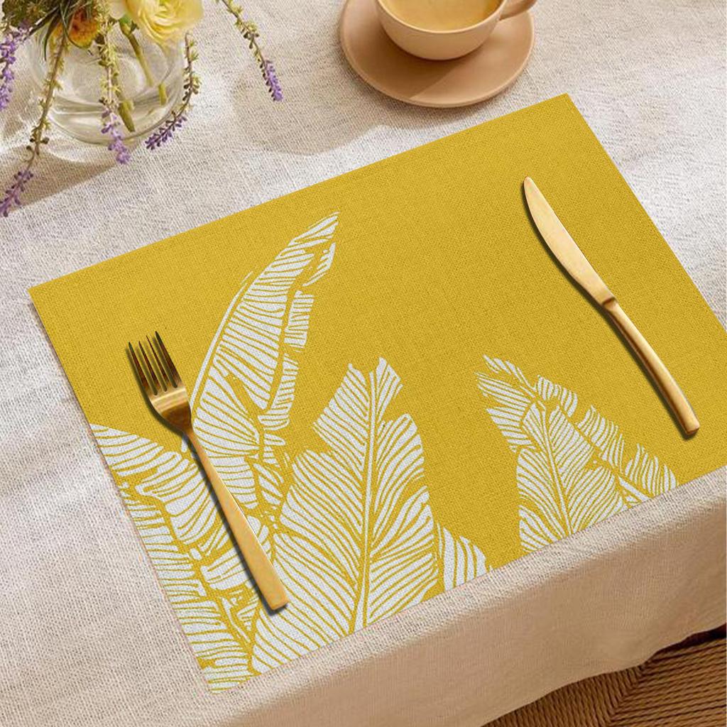 Yellow Minimalist Placemat Linen Insulation No Wash Placemat Heat-resistant Tableware Thermal Insulation Tablecloth