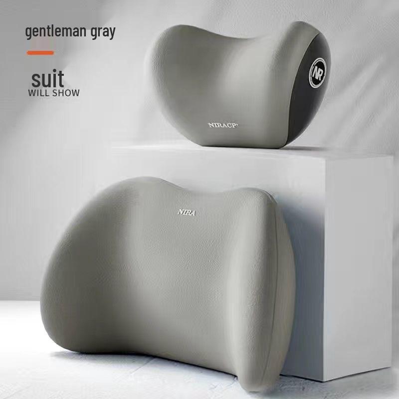 Car Headrest Memory Foam Lumbar & Neck Support Cushion - Universal All-Season Driving Backrest Pad