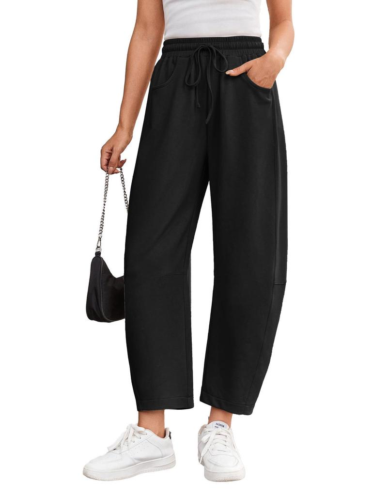 2025 European & American Women's Summer Sports Drawstring Nine-Point Sweatpants