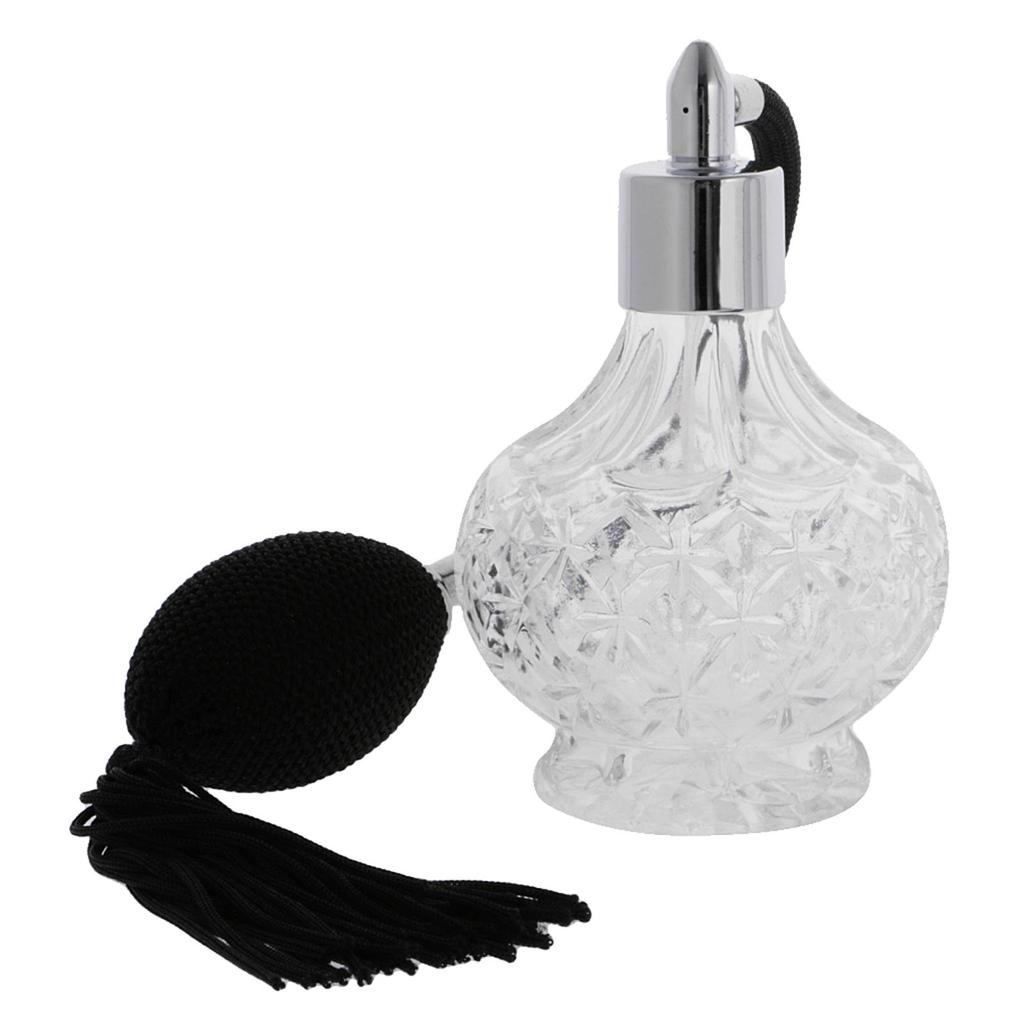 Vintage křišťálově čiré sklo Prázdná lahvička s vůní s dlouhým rozprašovačem Vonná pumpička Doplňitelná součást make-up Tool Lady Gift 100 ml