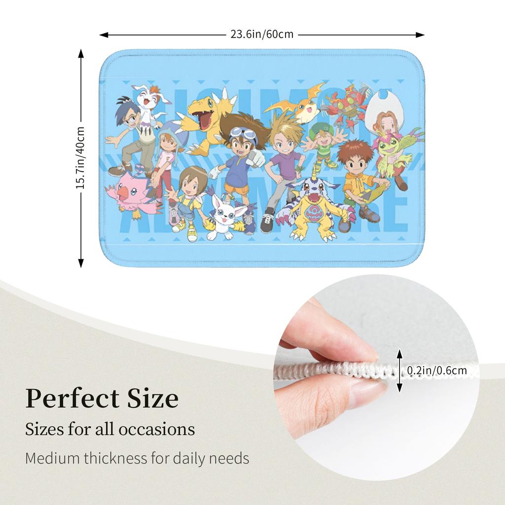 Digimons Adventure Anime Fußmatte Anti-Rutsch Bad Küche Willkommensmatte Toilettentür Boden Eingang Teppich Teppich Fußmatte