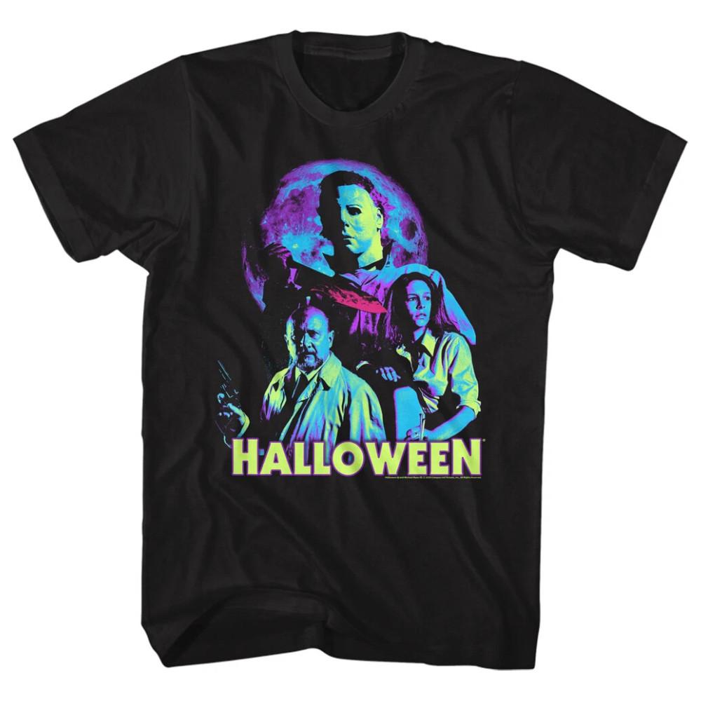 Halloween Horror Movie Michael Myers In Neon Moon Light Men s T Shirt M