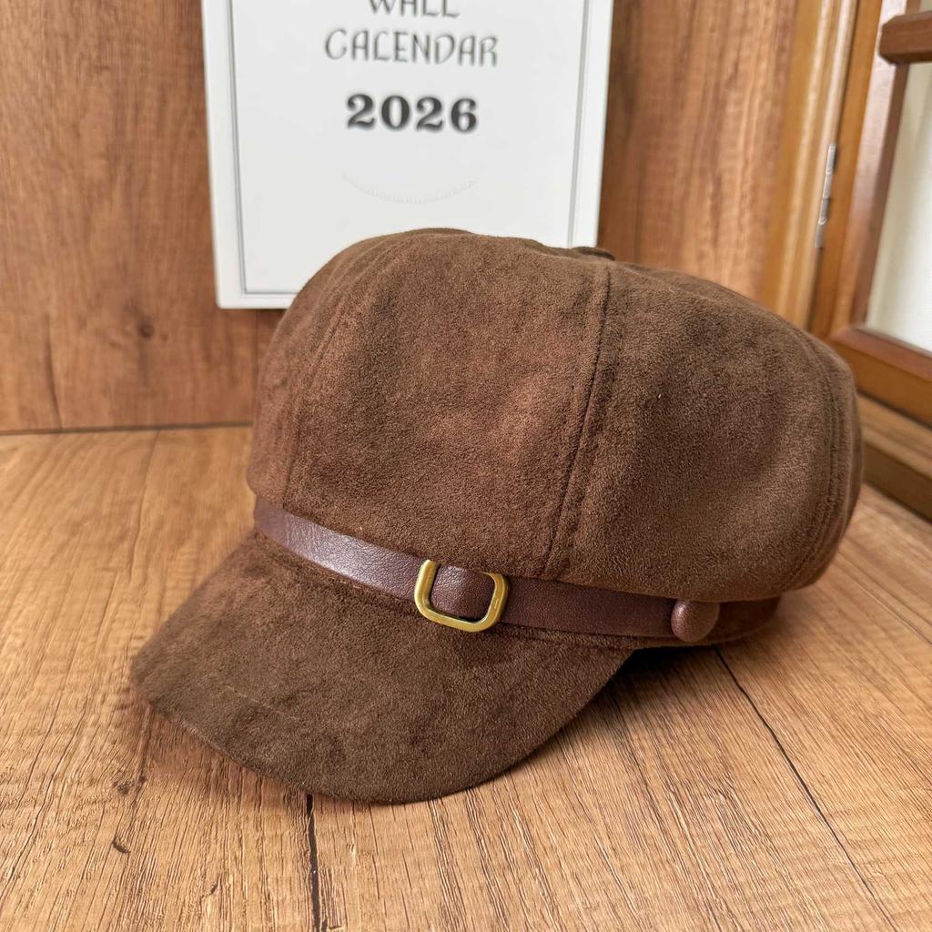 British Retro Style Octagonal Hat Spring Autumn Winter High Quality Suede Fabric Outdoor Fashion Versatile Popular Octagonal Hat