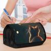 Double Layer Pencil Case, Vibrant Printed Pencil Pouch with Moon - Gazing Cat Design, Fashion Storage Bag, Portable Pencil Case with Zipper, Durable F
