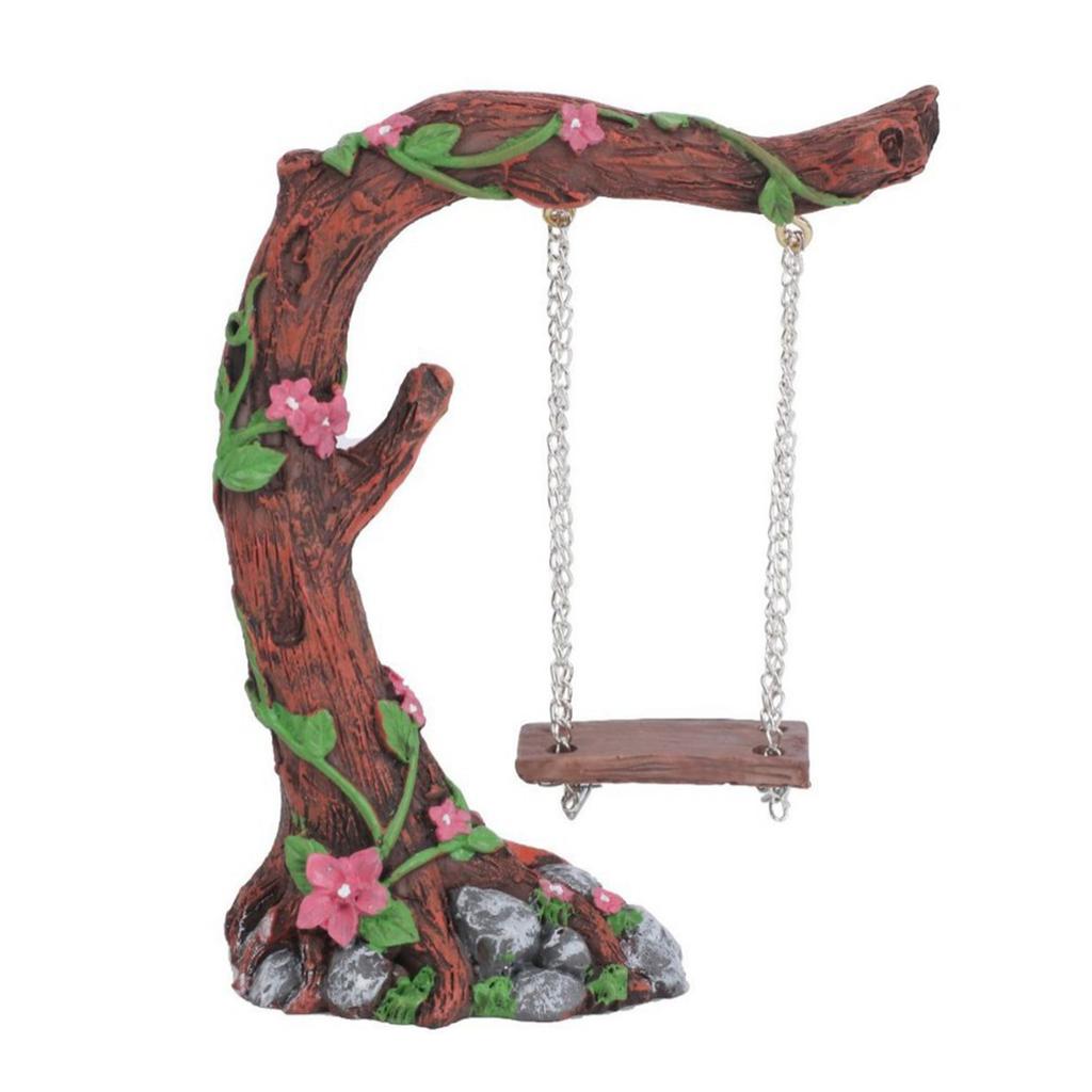 Flower Tree Swing Resin Craft Miniature Figurine Ornament Perfect For Indoor Outdoor Tabletop Shelf Landscape Displays