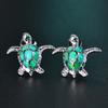 Cute Sea Turtle Stud Earrings For Women Fashion Imitation Blue Fire Opal Stud Earrings For Women Wedding Band Jewelry Gifts