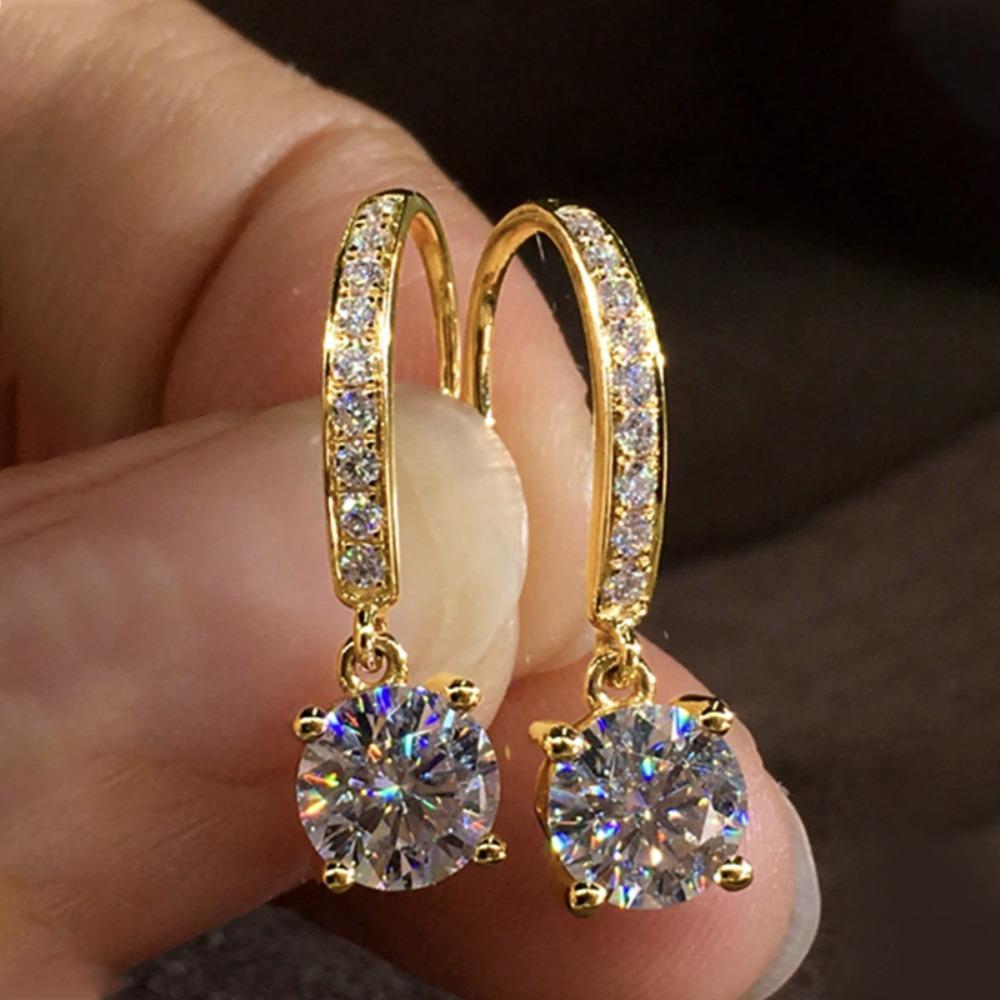 Light Luxury Round Crystal Ear Studs Simple Ladies' Ear Accessories Spring Summer