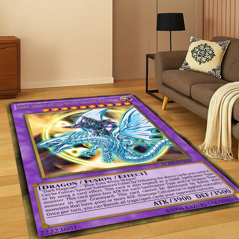 Anime Yu-Gi-Oh Karta Potwora Dywanik Kreskówkowy do Sypialni Salonu Kanapy Wycieraczka Dekoracja Domu, Dywanik do Strefy Gier dla Dzieci Antypoślizgowy Prezent