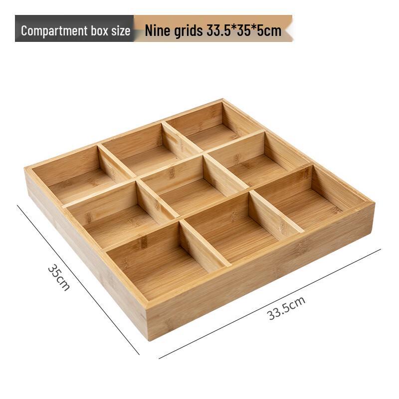 

UD Bamboo Round Dried Fruit Snack Platter 9-Grid Dried Fruit Plate Without Lid