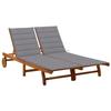 VidaXL Acacia Solid Garden Lounge Chair 2-Seater with Cushions Outdoor Sunbed Patio Chaise Lounge Chair 3061375