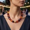 Chunky Beaded Choker Colorful Resin Beads Necklace Boho Beaded Holiday Necklace for Women Summer Vacation Beach Jewelry