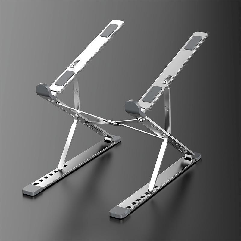 Portable Aluminum Laptop Stand with Double Layer Folding Design and Cooling Feature