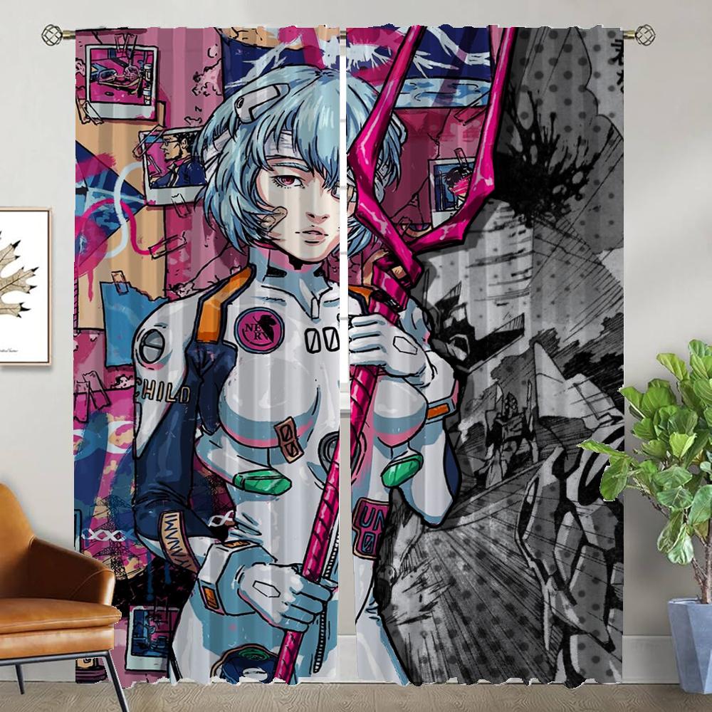 

Шторы Evangeliones для спальни Шторы для детской комнаты Перегородка затемняющие шторы для комнаты 2 панели Хэллоуин украшения Шторы W50xH70cmx2pcs-CL