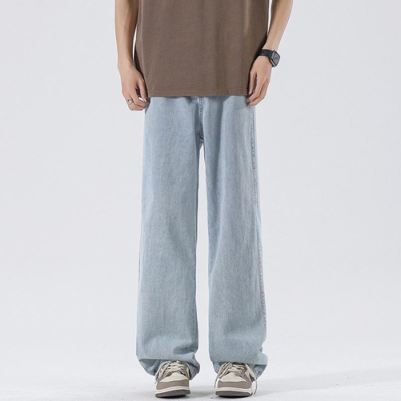 Новые широкие прямые джинсы JYL для мужчин, базовые универсальные эластичные брюки разных цветов на весну. XL