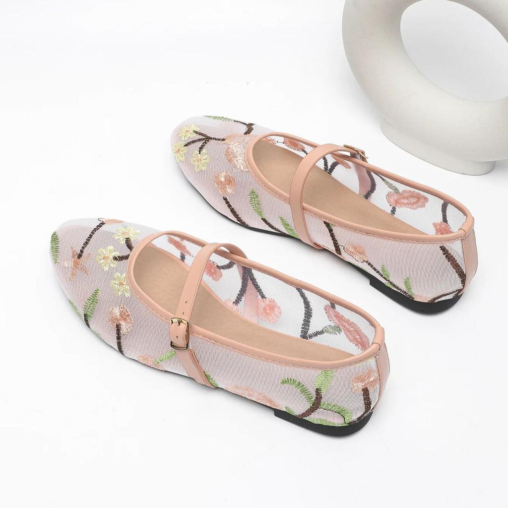 Fashion IPPEUM Mesh Ballet Flats Women Plus Size 44 Ballerina Flat Trend 2024 Zapatos Bailarinas De Mujer