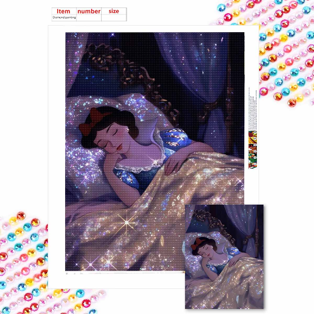 

Алмазная живопись своими руками Спящая Белоснежка Набор для вышивания крестом Мозаичное искусство Алмазная живопись Полная выкладка Алмаз Домашнее украшение Round 20x30cm