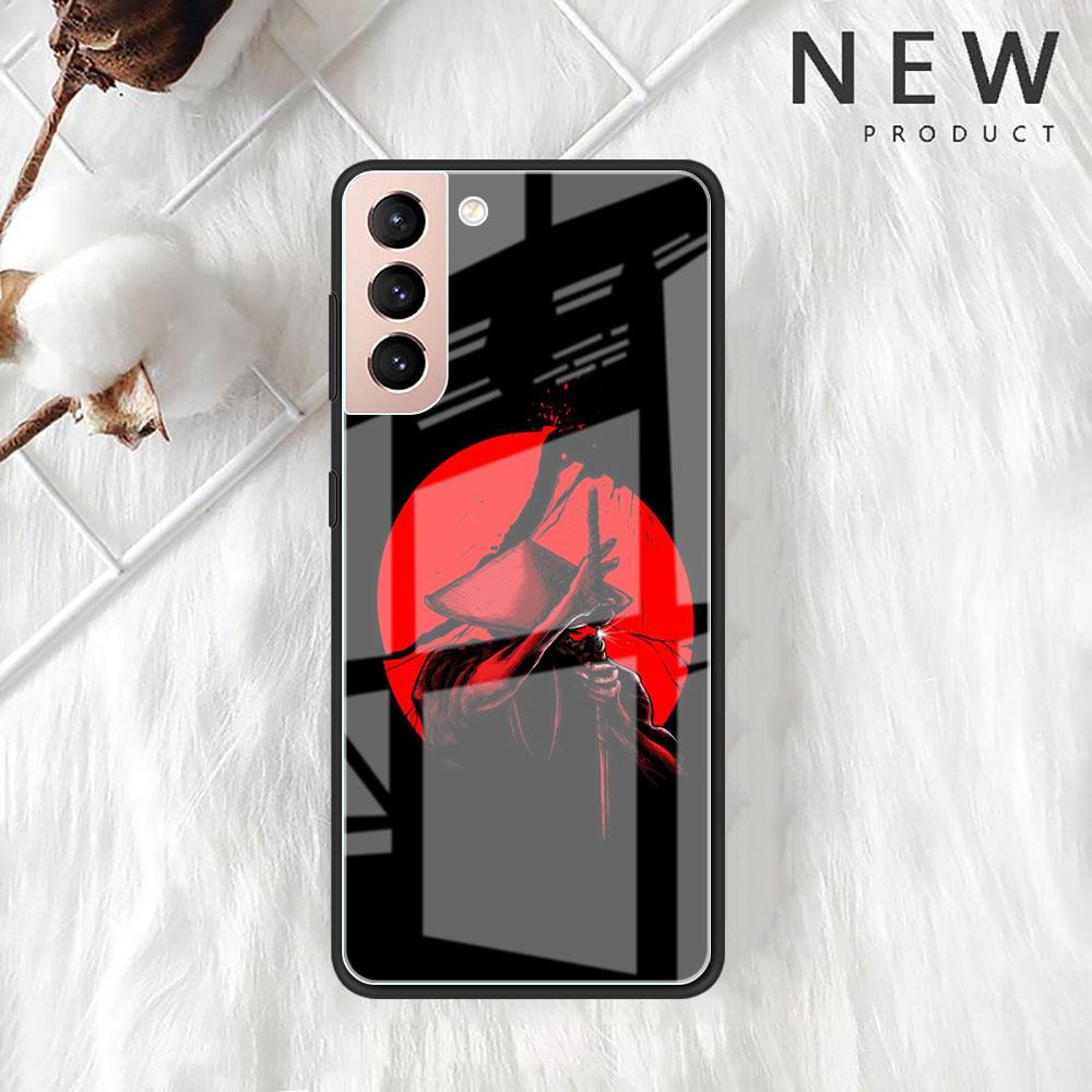 

Пейзаж чернила живопись японский самурай стеклянный чехол для Samsung Galaxy S22 S20 FE S21 Plus телефон чехол S10 5G S9 Note 20 10 оболочка Samsung S22 Ultra 5G
