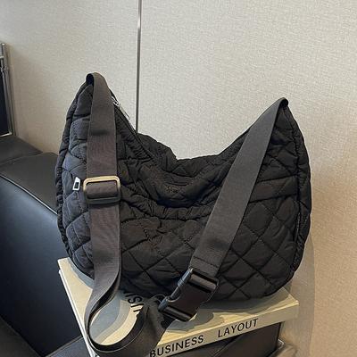 Autumn and Winter Fashion New Oxford Cloth Shoulder Bag Rhombus Casual Bag Large Capacity Cotton Bag Crossbody Dumpling Bag
