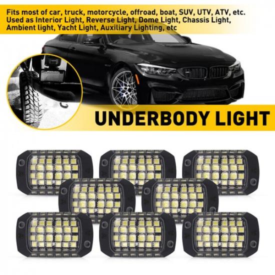 White 8X LED Under Underglow Car Truck Underbody Neon System Light Universal EOA
