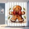 1pc Christmas Gingerbread for Man Cute Cartoon Shower Curtain, High-end Elegant Bathroom Curtain, Bathroom Decoration Pattern
