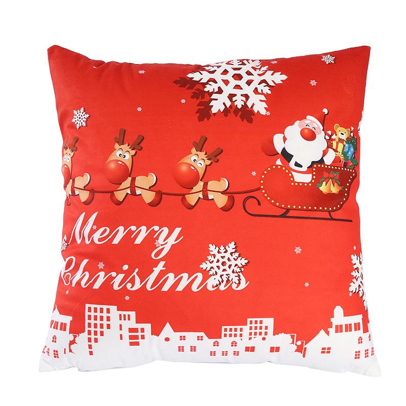 New Pillowcase Christmas Super Soft Red Simple Cute Santa Claus Print Cushion Home Cushion