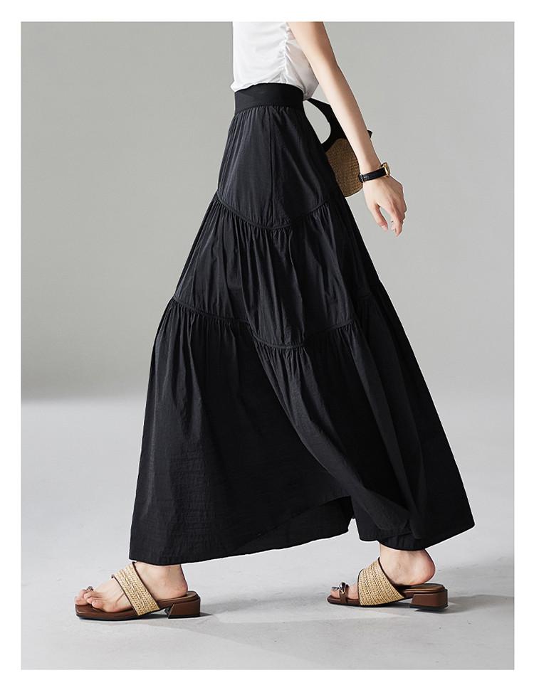 French High-Waisted A-Line Midi Skirt