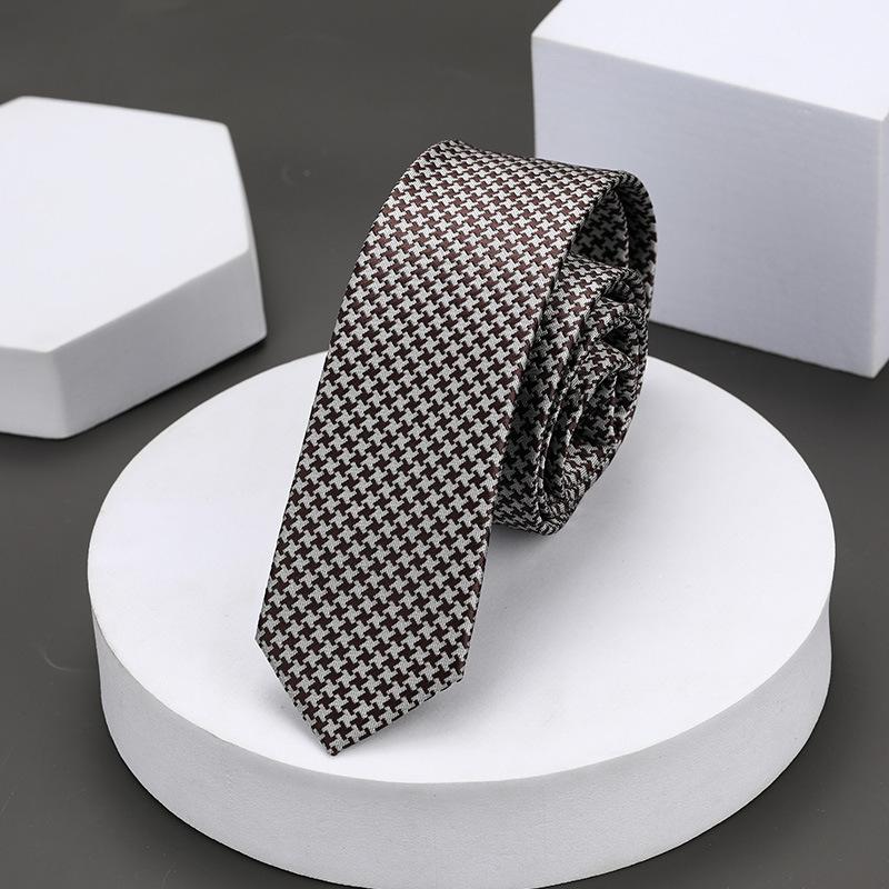 Version Coréenne Décontractée 5cm Hommes et Femmes Robe d'Affaires Marié Mariage Rayure Main Travail Étroit Paresseux Couleur Unie Cravate