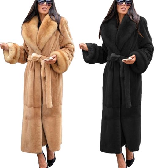 

Женская зима Роскошь Элегантный искусственный мех Пальто Теплая верхняя одежда Длинное пальто