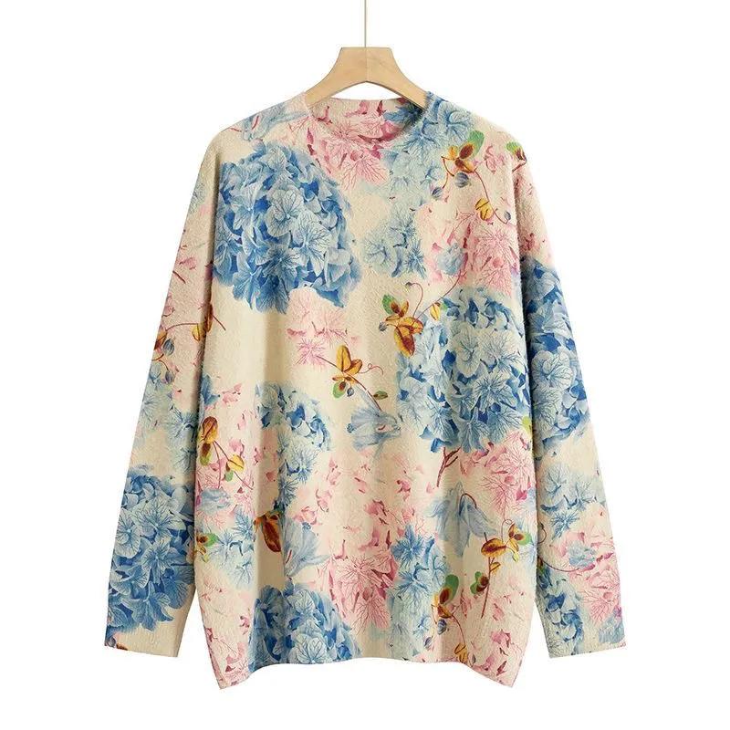 Umělecký svetr z imitace norkové kožešiny Retro etnický styl Podzim Zima Volný pulovr Dámský kulatý výstřih Populární pletený svetr pro ženy