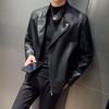 Neue Herren Motorrad Leder PU Leder lose Jacke schwarze Jacke Herbst Winter Pu Faux Herren Lederjacken
