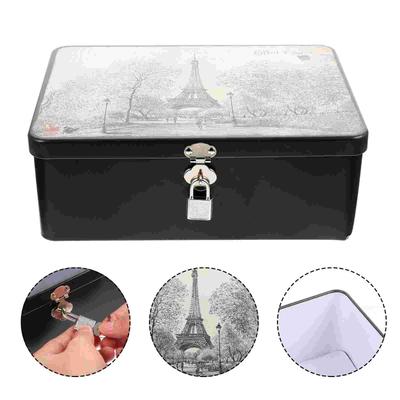 Aufbewahrungsbox mit Schloss Vintage Blechdose Dekorieren Schmuck Organizer Behälter Weißblechbehälter Geschenkboxen