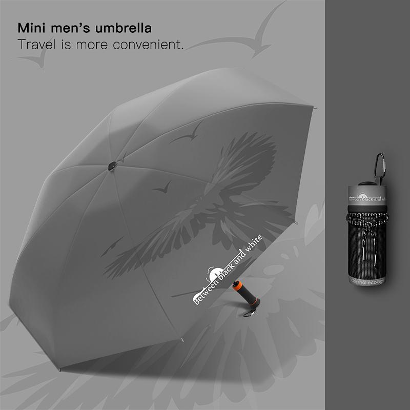 Portable 5-fold 8-Rib Mini Pocket Umbrella for Men UV-resistant and Rainproof for Travel (Gray,23 &8 K) серый