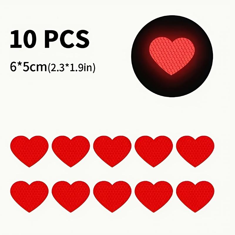 

10pcs Heartbeat Reflective Decals, Self-Adhesive Vinyl Stickers for Car, Motorcycle, Helmet - Durable and Waterproof червоний
