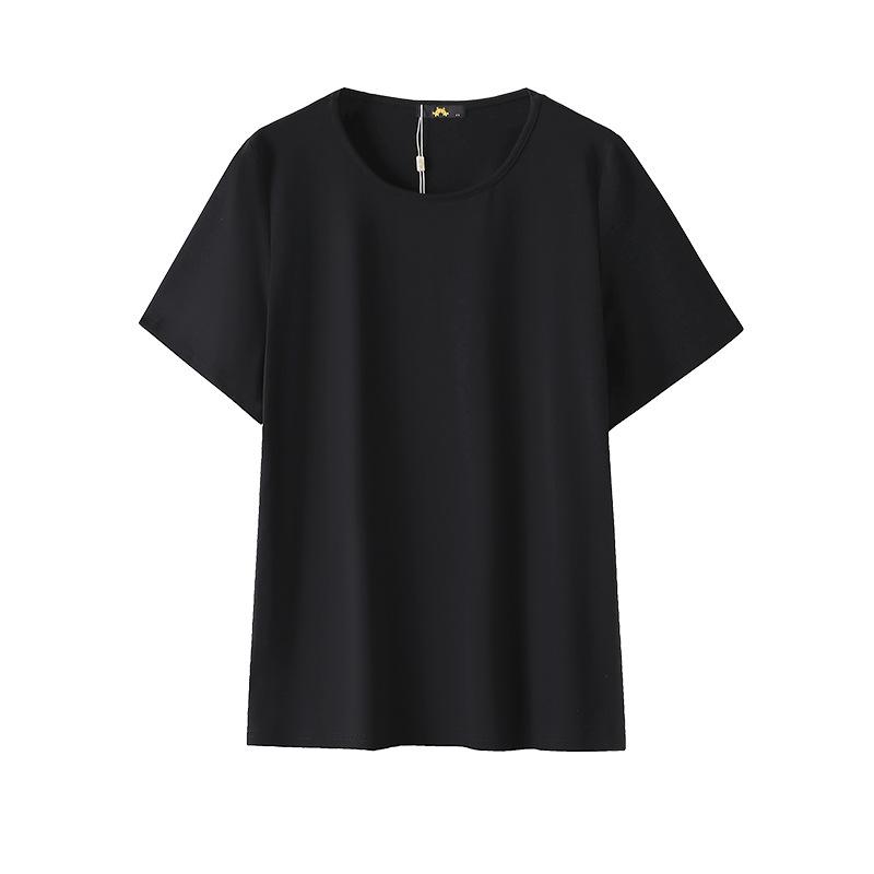 Deformation Strategy Plus Size Women's Loose Solid Color Slimming T-shirt - Short Sleeve Spring/Summer Top