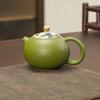 Hand-painted Little Green Mandarin Daisy Xishi Ceramic Teapot – Perfect for Gongfu & Household Tea Brewing.
