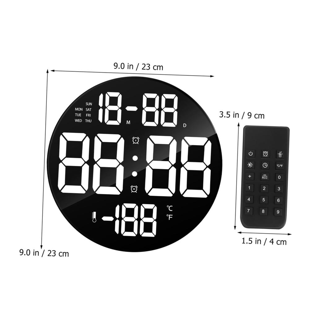 Digital Alarm Clock with Large Display, USB Powered, Dual Positioning, Date and Temperature Display, Remote Control, and Adjustable Brightness