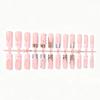 Cross-border Manicure Wearing Nail European and American Long Leopard Print French Wholesale Pink Fake Nail Bow Removable Explosion