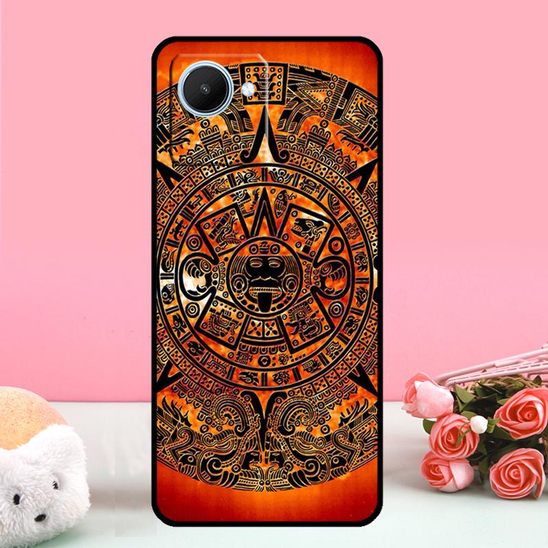 Custodia con motivo in legno con calendario Maya per Realme GT 5 Pro GT3 Neo5 9 10 11 12 Pro Plus C25s C21Y C30 C31 C33 C51 C53 C55 C35