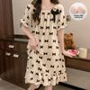Summer Bubble Cotton Nightdress for Women with Chest Pads - Sweet, Cute, and Versatile Short-Sleeve Pajamas