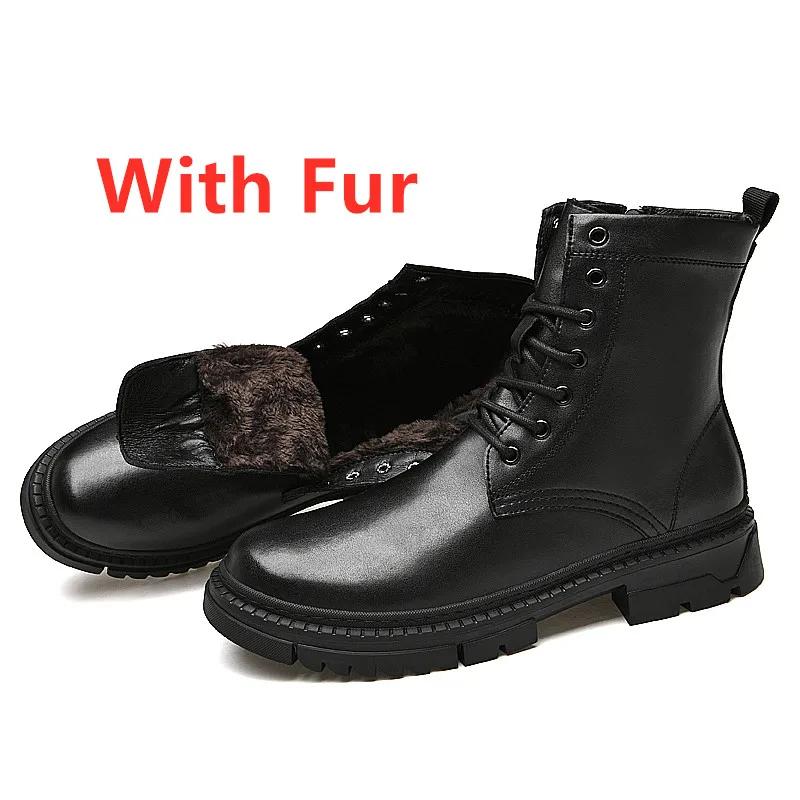 

Fashion Men Sneakers Designer Mens Cowboy Boots Genuine Leather Platform Winter Shoes Black Ankle Boot Short Plush Motorcycle Botas Male 49