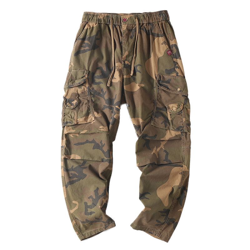 Export Goods Autumn American-Style Casual Cool Pure Cotton Straight-Leg Pants for Men, Fashionable Camouflage Versatile Multi-Pocket Cargo Pants