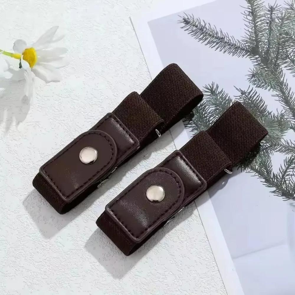 

2pcs/set No Buckle Elastic Belt For Women Men Unisex Stretch Belt Pants Jeans Casual Buckle Free Adjustable Invisible Belt