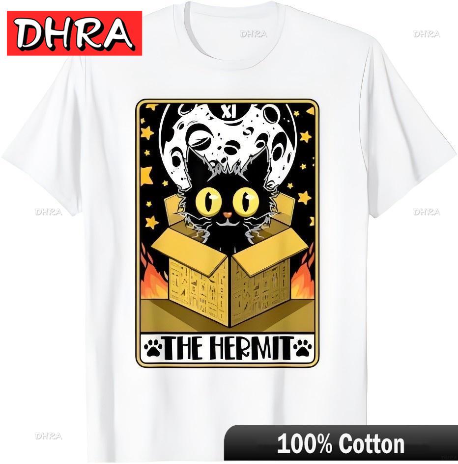 The Hermit Tarot Card Mystic Cat in Box Funny Cat Lover Gift TShirt Creative TShirts Clothing for Couples TShirt Unisex France 4XL