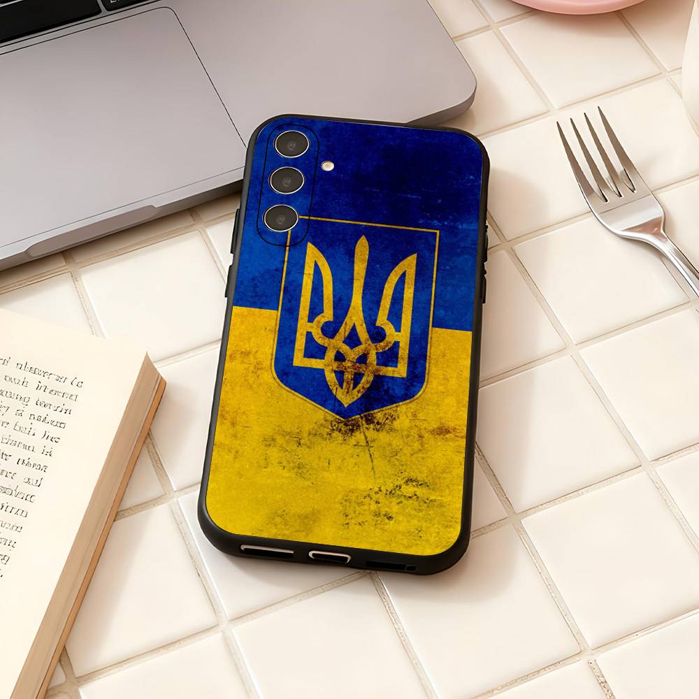 Ukraine Flag For Samsung Galaxy S25 S24 S23 Ultra S22 S21 Plus S20 Black Soft Silicone Protective Case