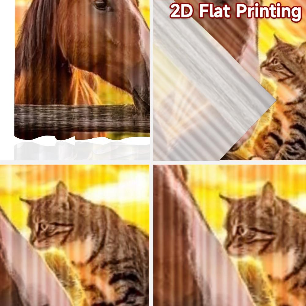 2D Flat Printing 2pcs Curtain Drapes Horse and Cat Sunset Digital Printed Polyester Drapes Family Party Decoration Perfect for